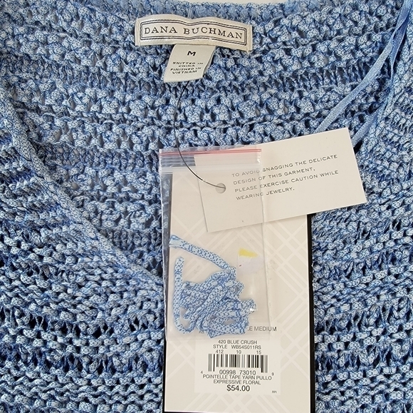 Dana Buchman Pointelle Tape Yarn Pullover Sweater Size Medium NWT - Picture 4 of 10